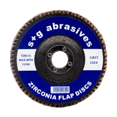 S+G Zirconia Flap Disc: 100mm x 16mm Z40 - Each