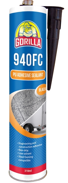 Gorilla 940FC PU Adhesive Sealant: Black - Cartridge