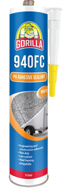 Gorilla 940FC PU Adhesive Sealant: White - Cartridge