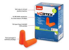 Esko® Vortex Earplugs Orange Uncorded - Box of 200 pairs