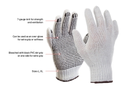 Esko® Knitted Polycotton Glove with Dots: X-Large(10) - Pair