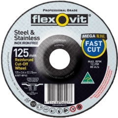 Flexovit Steel Inox Right Angle Cut-Off Wheel: 125mm x 0.8mm