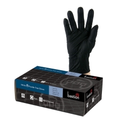 Bastion Nitrile Powder Free Black Gloves: X-Large - Box 100