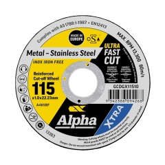 Alpha SGS XTRA Cutting Disc: 115mm x 1.0mm x 22.23mm - Each