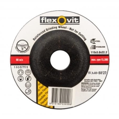 Flexovit Steel Grind Wheel: 115mm x 3.0mm x 22.2mm - Each