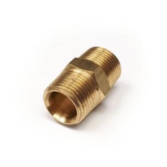 Brass Threaded Hex Nipple: 1/4" to 1/4" - Each